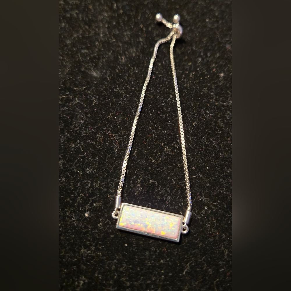 Sterling Silver Rectangular Opal Bolo Bracelet Ad… - image 8